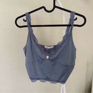 Lace Trim V Neck Crop Tank